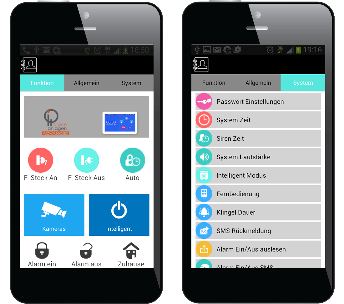 Alarmanlage App für Smartphone